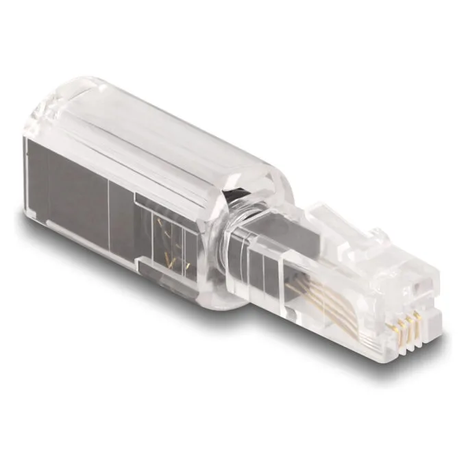 Delock Telefonkabel-Verdrehschutz Adapter RJ10 Stecker zu RJ10 Buchse transparent schwarz — image 1