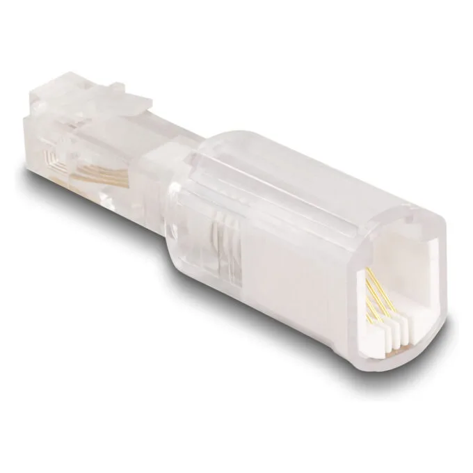 Delock Telefonkabel-Verdrehschutz Adapter RJ10 Stecker zu RJ10 Buchse transparent weiß — image 2