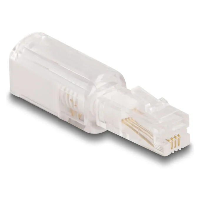Delock Telefonkabel-Verdrehschutz Adapter RJ10 Stecker zu RJ10 Buchse transparent weiß — image 1