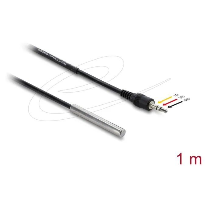 Delock Temperaturfühler-Kabel mit 3.5 mm 3 Pin Klinkenstecker DS18B20 1 m — image 1