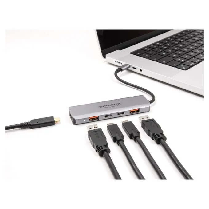 DELOCK USB 10 Gbps 2 Port USB Typ-A + 2 Port USB Type-C Hub mit USB Type-C Anschluss und PD 95 Watt — image 2