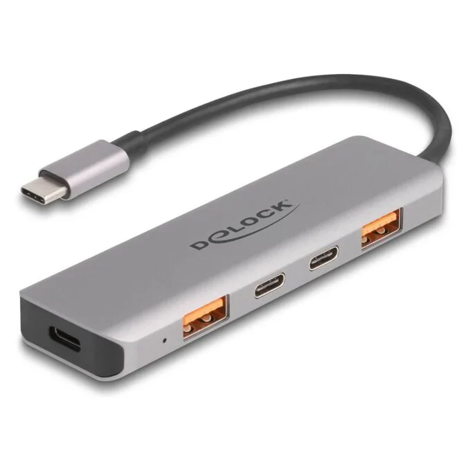 DELOCK USB 10 Gbps 2 Port USB Typ-A + 2 Port USB Type-C Hub mit USB Type-C Anschluss und PD 95 Watt — image 1