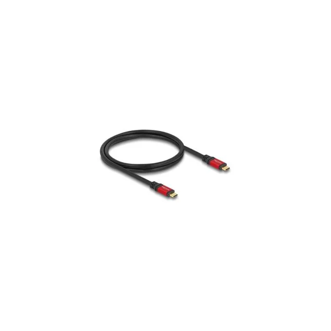 Delock USB 10 Gbps Kabel USB Type-CTM Stecker zu Stecker PD 3.0 100 W E-Marker 1 m rot Metall — image 1