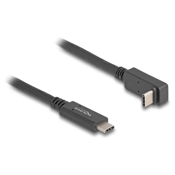 Delock USB 10 Gbps Kabel USB Type-CTM Stecker zu USB Type-CTM Stecker gewinkelt oben unten 1 m 4K PD 60 W mit E-Marker — image 1