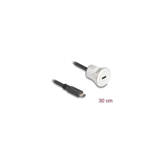 Delock USB 10 Gbps Type-CTM Einbaubuchse mit Kabelpeitsche Stecker 30 cm Aluminium — image 2