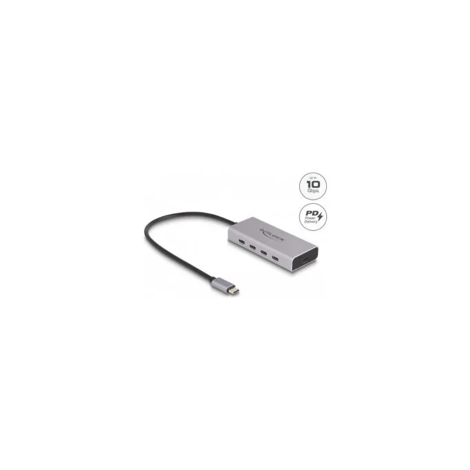 DELOCK USB 10 Gbps USB Type-C Hub mit 4 x USB Type-C Buchse + 1 x USB Type-C PD 85 Watt mit 30cm Anschlusskabel — image 2
