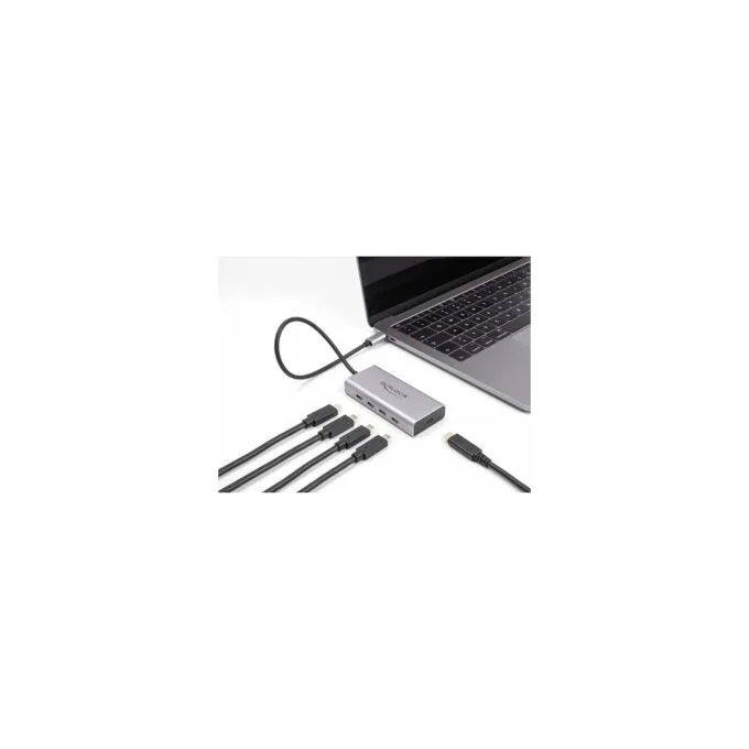 DELOCK USB 10 Gbps USB Type-C Hub mit 4 x USB Type-C Buchse + 1 x USB Type-C PD 85 Watt mit 30cm Anschlusskabel — image 1