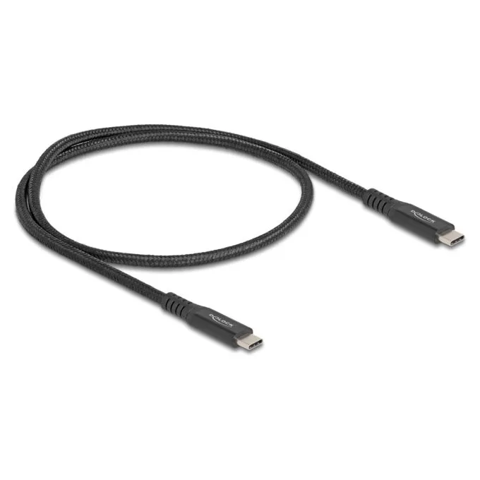 Delock USB 20 Gbps Kabel USB Type-CTM Stecker zu Stecker PD 3.0 100 W E-Marker 0.5 m schwarz Metall — image 1