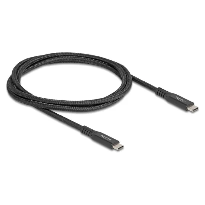 Delock USB 20 Gbps Kabel USB Type-CTM Stecker zu Stecker PD 3.0 100 W E-Marker 1 m schwarz Metall — image 1