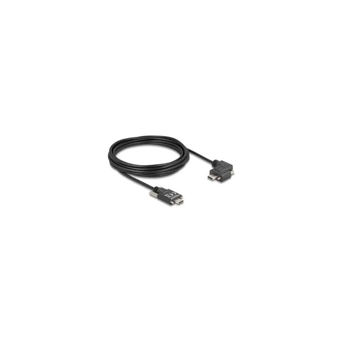 DELOCK USB 2.0 Kabel USB Type-C Stecker mit Schrauben zu USB Type-C Stecker mit Schrauben gewinkelt links rechts PD 3... — image 1