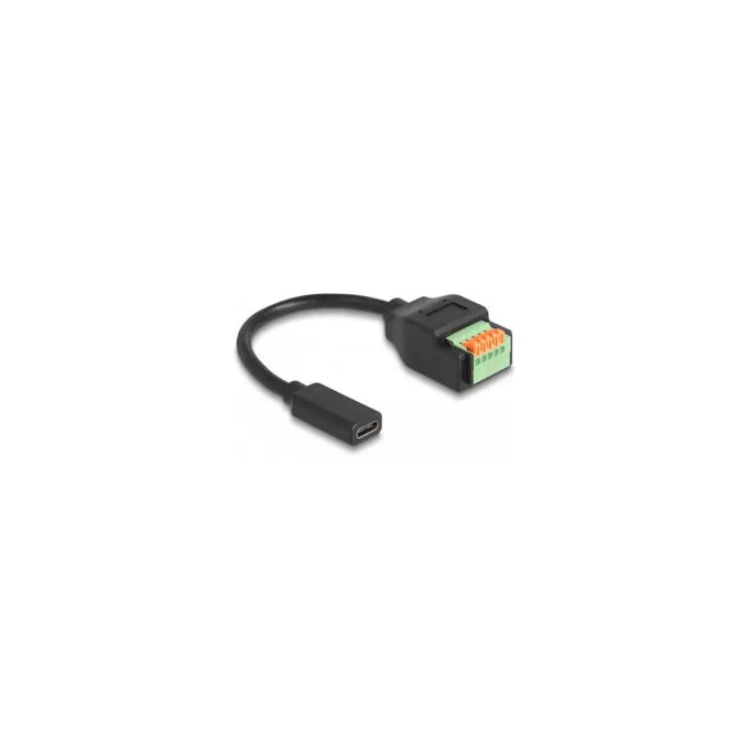 Delock USB 2.0 Kabel USB Type-CTM Buchse zu Terminalblock Adapter mit Drucktaster 15 cm — image 1