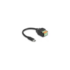 Delock USB 2.0 Kabel USB Type-CTM Stecker zu Terminalblock Adapter mit Drucktaster 15 cm
