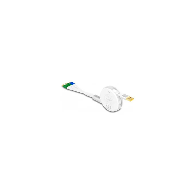 Delock USB 3 in 1 Aufrollladekabel Typ-A zu Micro USB 2 x USB Type-CTM mit Schnellladefunktion weiß — image 2