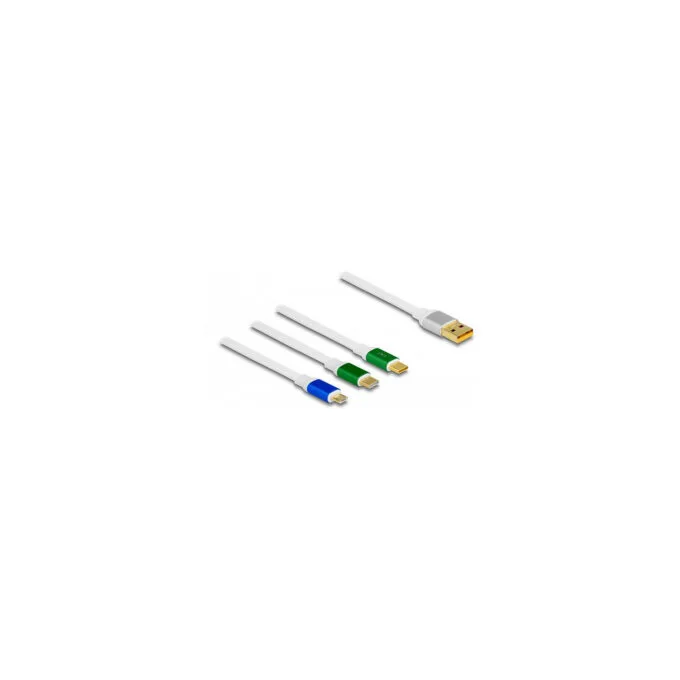 Delock USB 3 in 1 Aufrollladekabel Typ-A zu Micro USB 2 x USB Type-CTM mit Schnellladefunktion weiß — image 3