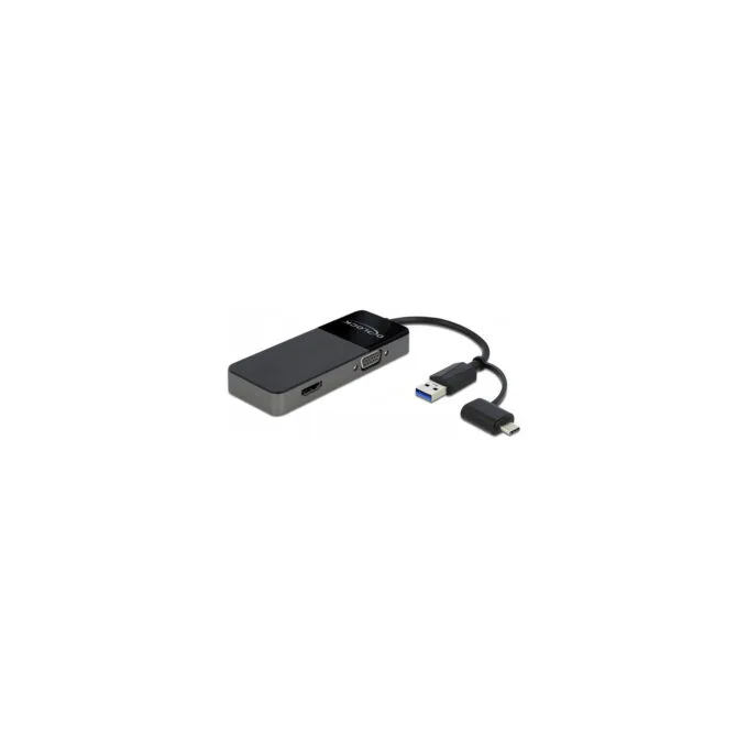 Delock USB 3.2 Gen 1 Adapter zu 4K HDMI + VGA mit Splitter Funktion — image 1
