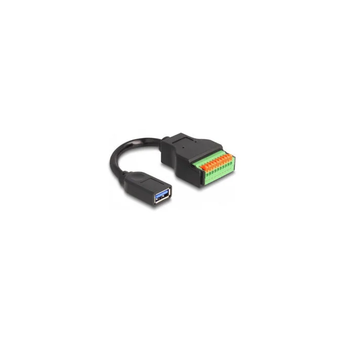 Delock USB 3.2 Gen 1 Kabel Typ-A Buchse zu Terminalblock Adapter mit Drucktaster 15 cm — image 1