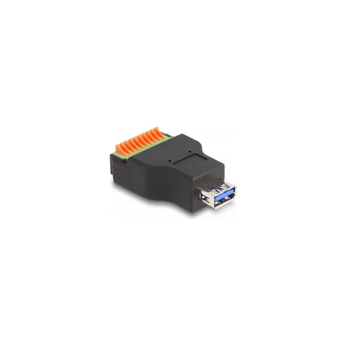 Delock USB 3.2 Gen 1 Typ-A Buchse zu Terminalblock Adapter mit Drucktaster — image 1