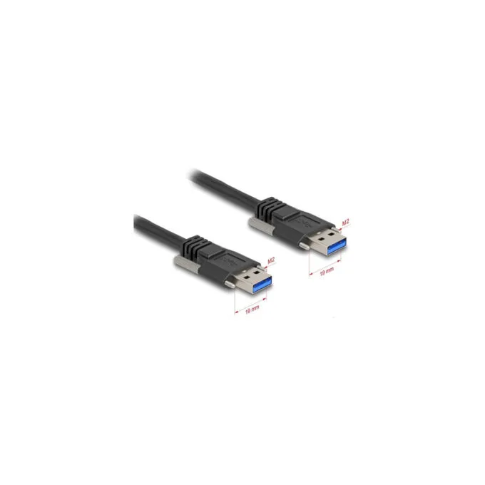 Delock USB 5 Gbps Kabel Typ-A Stecker zu Typ-A Stecker mit Schraubenabstand 19 mm 1 m schwarz — image 2