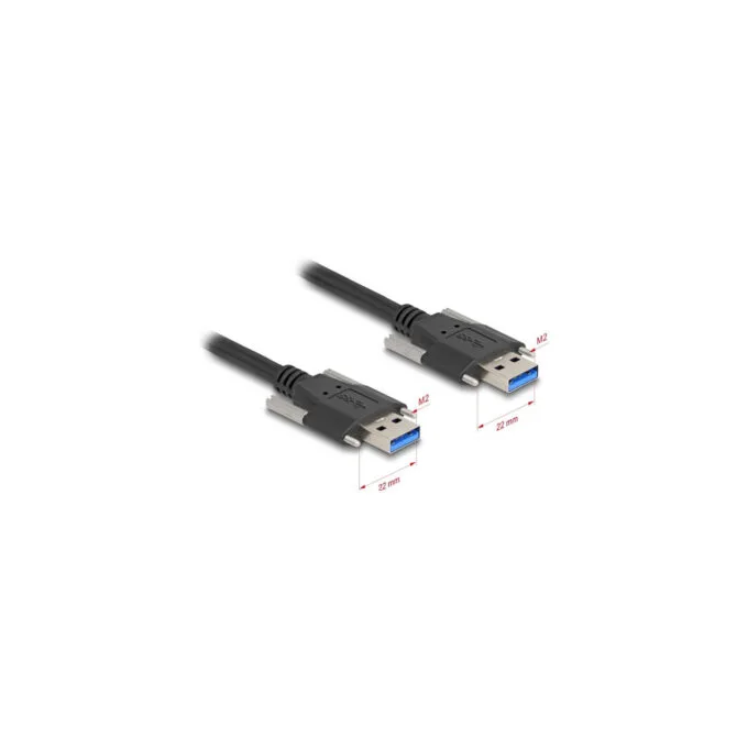 Delock USB 5 Gbps Kabel Typ-A Stecker zu Typ-A Stecker mit Schraubenabstand 22 mm 1 m schwarz — image 2