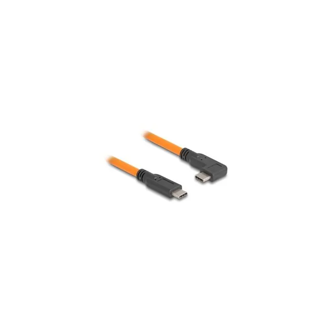 DELOCK USB 5 Gbps Kabel USB Type-C Stecker zu USB Type-C Stecker 90 gewinkelt fur Tethered Shooting 1m orange — image 2