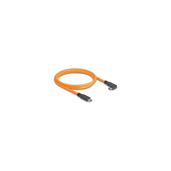 DELOCK USB 5 Gbps Kabel USB Type-C Stecker zu USB Type-C Stecker 90 gewinkelt fur Tethered Shooting 1m orange — image 1