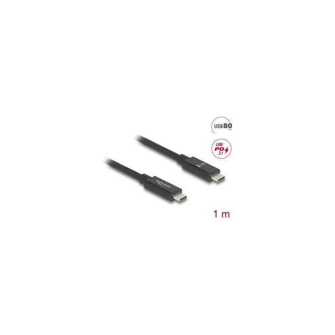 Delock USB 80 Gbps Kabel USB Type-CTM Stecker zu Stecker 16K 60 Hz PD 3.1 240 W E-Marker koaxial 1 m schwarz — image 2