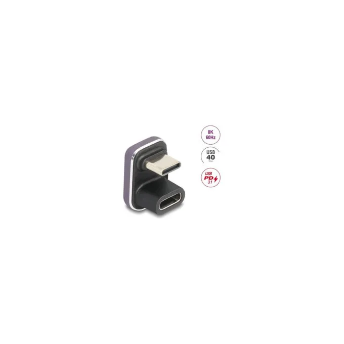 Delock USB-CTM Adapter 180° gewinkelt 40 Gbps PD 3.1 240 W Stecker zu Buchse U-Form 8K 60 Hz Metall — image 1