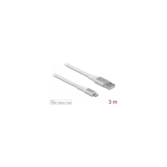Delock USB Daten- und Ladekabel für iPhoneTM. iPadTM. iPodTM DuPontTM Kevlar® weiß 3 m — image 2