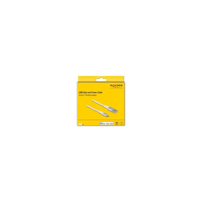 Delock USB Daten- und Ladekabel für iPhoneTM. iPadTM. iPodTM DuPontTM Kevlar® weiß 3 m — image 3