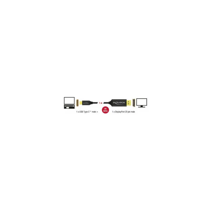 Delock USB Kabel Type-C zu DisplayPort (DP Alt Mode) 4K 60 Hz 1 m koaxial — image 3