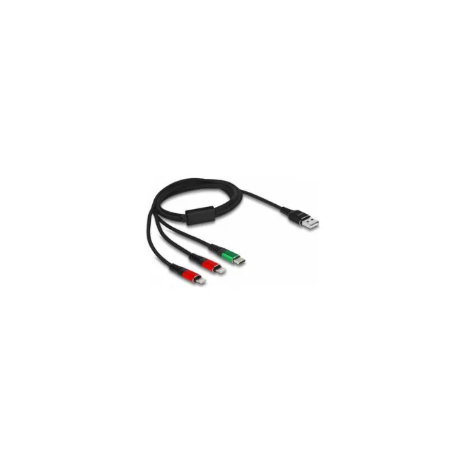 Delock USB Ladekabel 3 in 1 Typ-A zu 2 x LightningTM USB Type-CTM 1 m — image 2