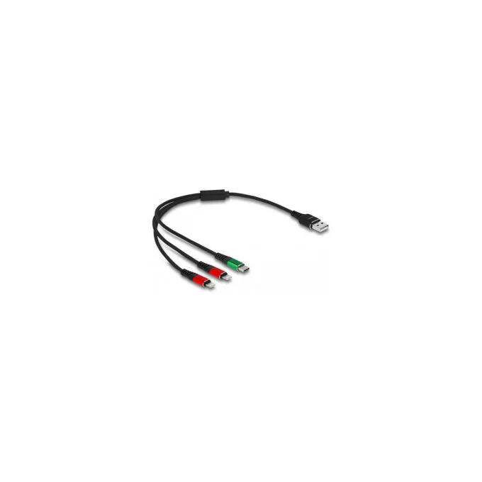 Delock USB Ladekabel 3 in 1 Typ-A zu 2 x LightningTM USB Type-CTM 30 cm — image 2