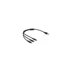 Delock USB Ladekabel 3 in 1 Typ-A zu LightningTM Micro USB USB Type-CTM 30 cm schwarz