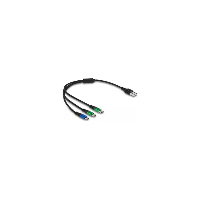 Delock USB Ladekabel 3 in 1 Typ-A zu Micro USB 2 x USB Type-CTM 30 cm — image 1
