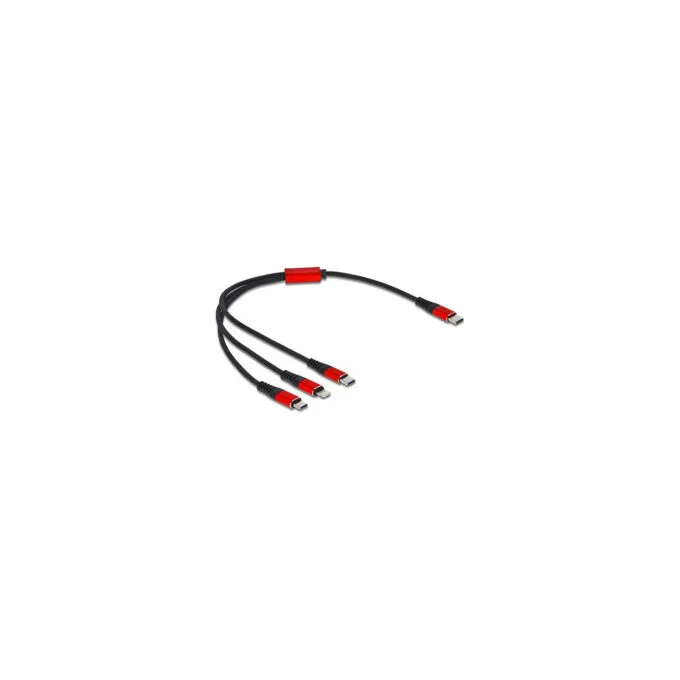 Delock USB Ladekabel 3 in 1 USB Type-CTM zu LightningTM Micro USB USB Type-CTM 30 cm schwarz rot — image 1