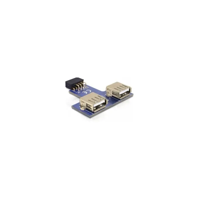 Delock USB Pin Header Buchse to 2 x USB 2.0 Buchse - oben — image 1