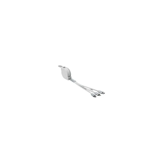 Delock USB Type-CTM 3 in 1 Aufrollladekabel für LightningTM Micro USB USB Type-CTM weiß — image 1