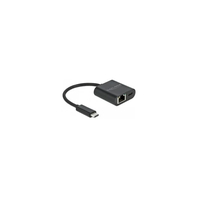 Delock USB Type-CTM Adapter zu Gigabit LAN 10 100 1000 Mbps mit Power Delivery Anschluss schwarz — image 1