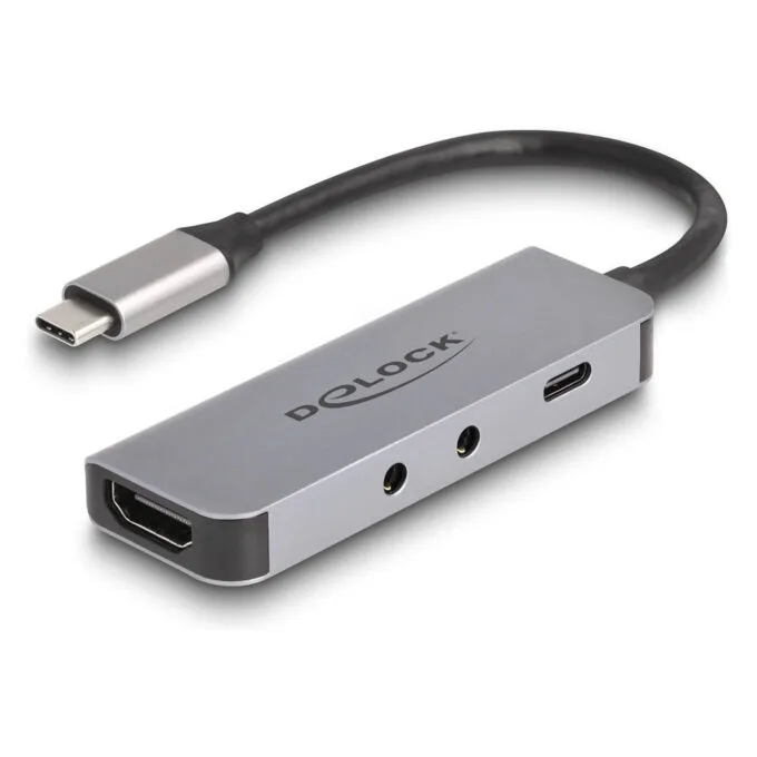 Delock USB Type-CTM Adapter zu HDMI 4K 60 Hz und Headset und Mikrofonschluss + USB Type-CTM PD 95 W — image 1