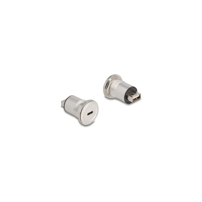 DELOCK USB2.0 Type-C zu Typ-A Einbaubuchse Aluminium — image 1