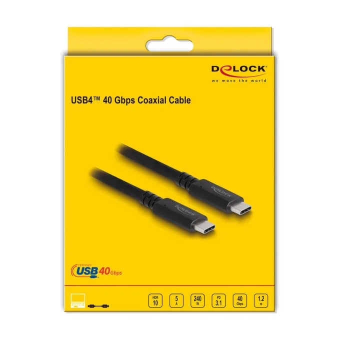 Delock USB4TM 40 Gbps Kabel koaxial 1.2 m USB PD 3.1 Extended Power Range 240 W — image 3