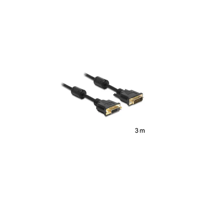 Delock Verlängerungskabel DVI 24+1 Stecker to DVI 24+1 Buchse 3 m schwarz — image 1