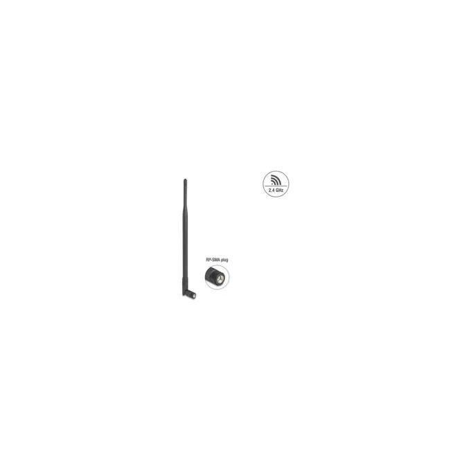Delock WiFi 2.4 GHz Antenne RP-SMA Stecker 7 dBi omnidirektional mit Kippgelenk schwarz — image 1