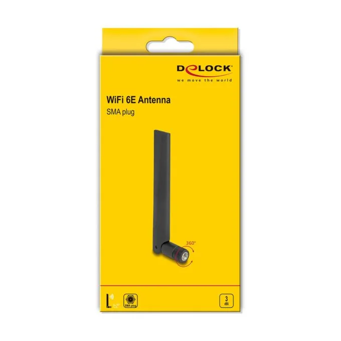 DELOCK WiFi 6E Antenne SMA Stecker 3 dBi omnidirektional mit Kippgelenk schwarz — image 2