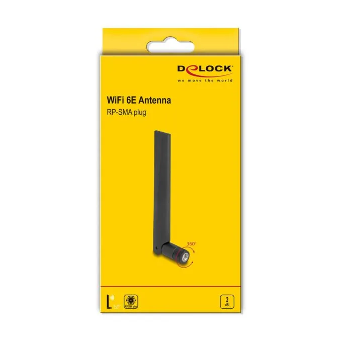 DELOCK WiFi 6E Antenne SMA Stecker 3 dBi omnidirektional mit Kippgelenk schwarz — image 2