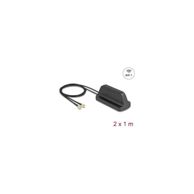 Delock WiFi 7 Antenne 2 x RP-SMA Stecker 2.4 - 4.0 dBi omnidirektional mit magnetischem Standfuß und Anschlusskabel U... — image 1
