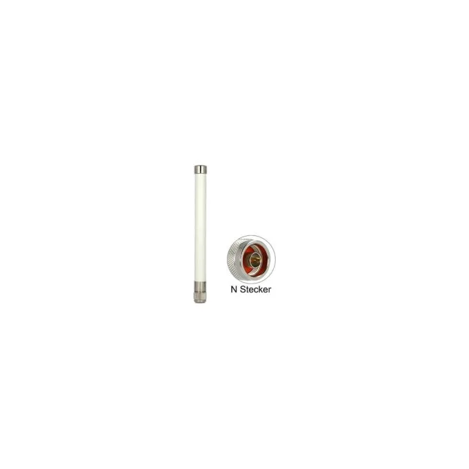 DELOCK WLAN 802.11 ac a b g n Antenne N Stecker 4.5 - 7.0 dBi 22cm omnidirektional starr outdoor weiss — image 1