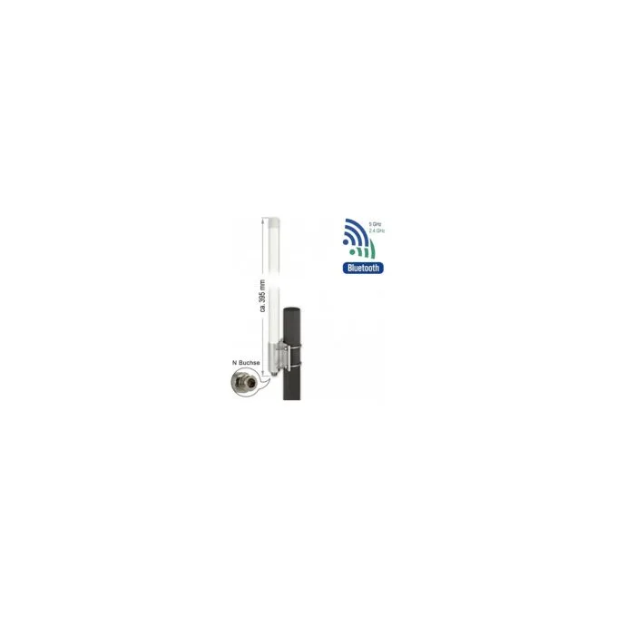 DELOCK WLAN Dual band 802.11 ac ax a b g n Antenne N Buchse 6.2 - 8.0 dBi 39.5cm omnidirektional starr Wand- und Mast... — image 1