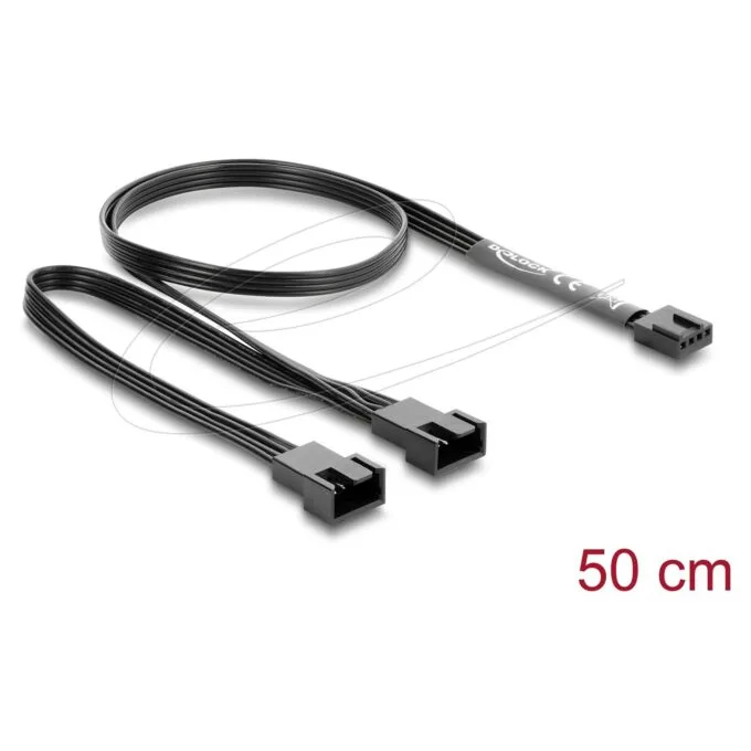 Delock Y-Lüfterkabel 1 x 4 Pin PWM Buchse zu 2 x 4 Pin PWM Stecker schwarz ? 50 cm Länge mit 20 cm Abzweigen — image 2