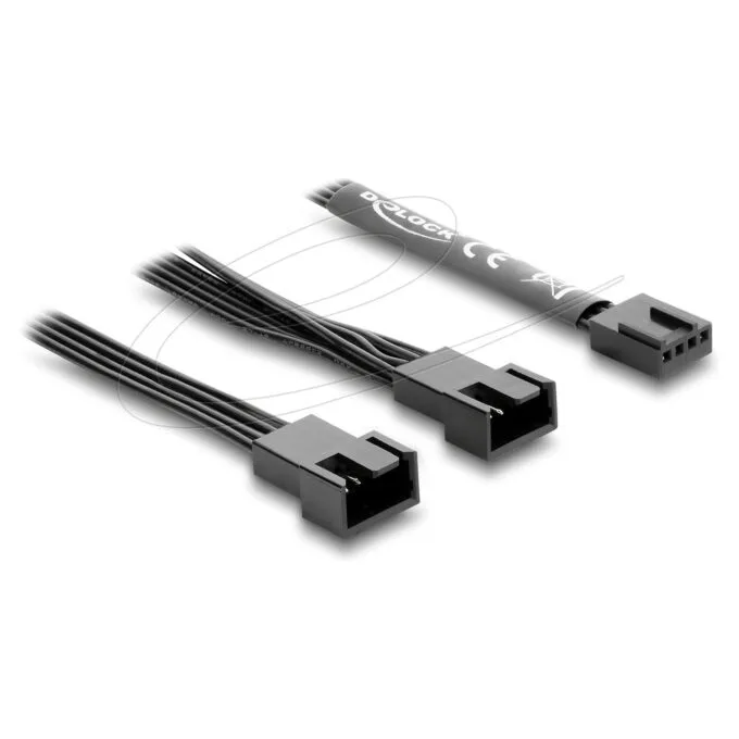 Delock Y-Lüfterkabel 1 x 4 Pin PWM Buchse zu 2 x 4 Pin PWM Stecker schwarz ? 50 cm Länge mit 20 cm Abzweigen — image 1